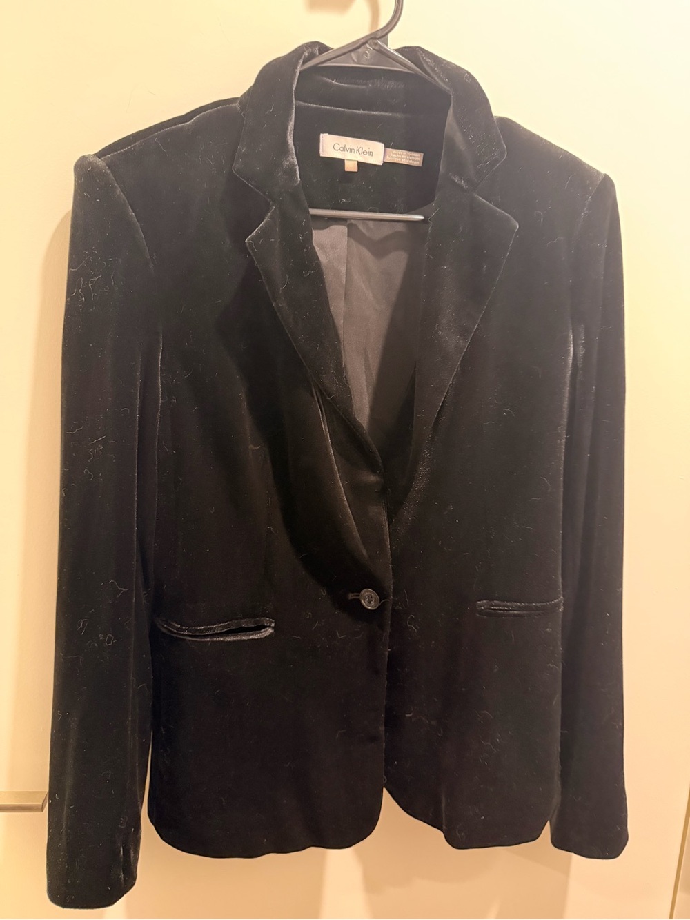 Calvin Klein Black Velvet Single-Button Blazer